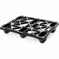 Cabka Nestable Half Size Open Deck Pallet, Plastic, 4-Way, 31-1/2"x23-1/2", 5500 Lb Dynamic Cap, Black