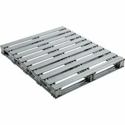 Global Industrial™ Stackable Open Deck Pallet, Galvanized Steel,2-Way,48"x40",8000 Lb Stat Cap
