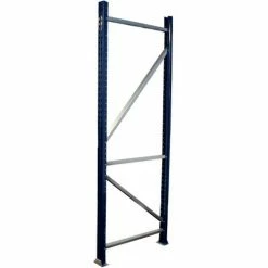 Interlake Mecalux Pallet Rack Tear Drop Upright Frame, Bolted, 144"H x 42"D, 33,119 Lbs. Cap., Blue