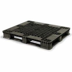 Orbis Stackable Stack'R Open Deck Pallet, Plastic, 4-Way, 48" x 40", 30000 Lb Stat Cap, Black