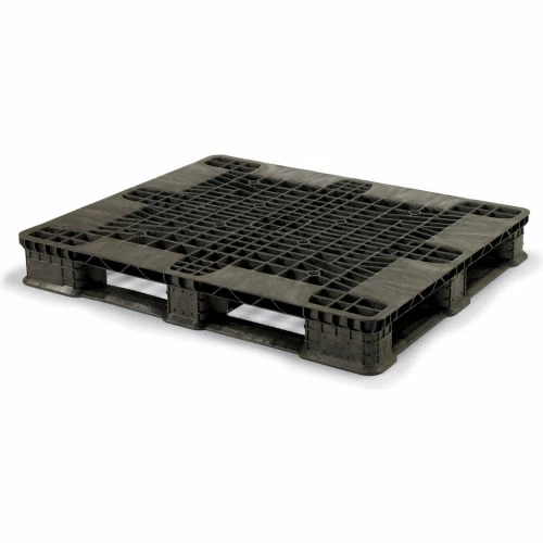 Orbis Stackable Stack'R Open Deck Pallet, Plastic, 4-Way, 48" x 40", 30000 Lb Stat Cap, Black