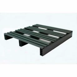 Jifram Extrusions JiFram Rackable & Stackable Extruded Open Deck Pallet, Plastic, 2-Way,30"x30",1500 Lb Stat Cap,Black