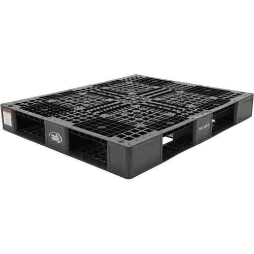 Vestil Stackable Open Deck Pallet, Plastic, 4-Way Entry, 47-3/8" x 39-1/2", 8000 Lb Stat Cap, Black - Image 3