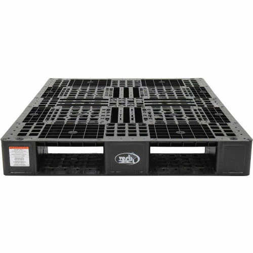 Vestil Stackable Open Deck Pallet, Plastic, 4-Way Entry, 47-3/8" x 39-1/2", 8000 Lb Stat Cap, Black - Image 4