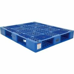 Vestil Stackable Open Deck Pallet, Plastic, 4-Way Entry, 47-3/8" x 39-1/2", 6600 Lb Stat Cap, Blue