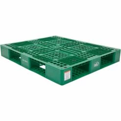 Vestil Stackable Open Deck Pallet, Plastic, 4-Way Entry, 47-3/8" x 39-1/2", 8000 Lb Stat Cap, Green