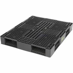 Vestil Rackable & Stackable Open Deck Pallet, Plastic, 4-Way, 46-7/8"x39-1/8", 8800 Lb Stat Cap, Black