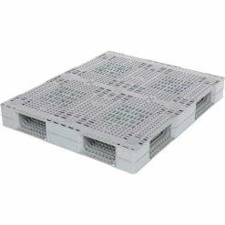 Vestil Rackable & Stackable Open Deck Pallet, Plastic, 4-Way, 39 x 47-1/4", 8800 Lb Stat Cap, Gray