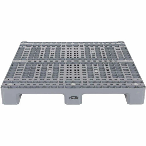 Vestil Stackable Open Deck Pallet, Plastic, 4-Way Entry, 47-1/2" x 47-1/2", 3300 Lb Static Cap, Gray - Image 3