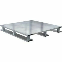 Vestil Skid Bottom Closed Deck Half Pallet, Aluminum, 2-Way Entry, 40" x 24", 4000 Lb Static Capacity